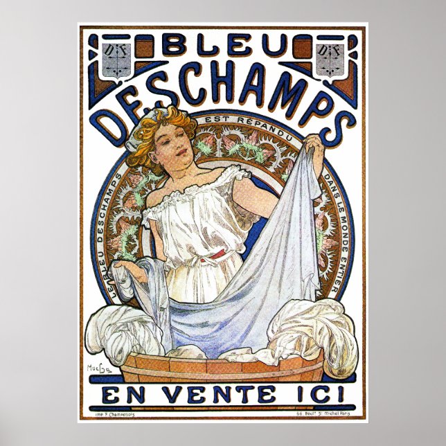 Alphonse Mucha Poster: Art Nouveau- Bleu Deschamps Poster (Front)