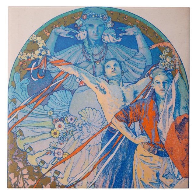 Alphonse Mucha Poster for Sokol Festival (1926) Ceramic Tile (Front)