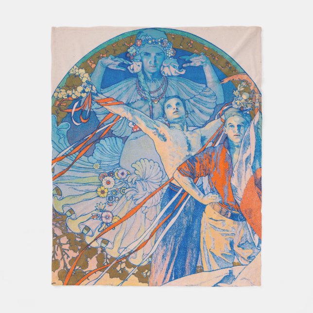 Alphonse Mucha Poster for Sokol Festival (1926) Fleece Blanket (Front)
