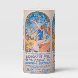 Alphonse Mucha Poster for Sokol Festival (1926) Pillar Candle
