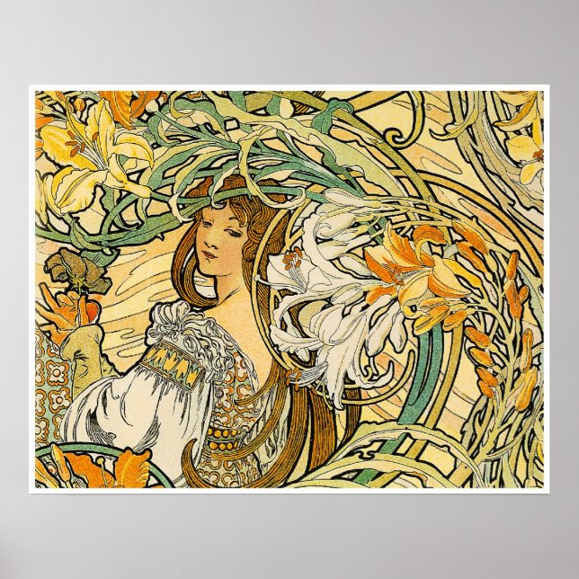 Alphonse Mucha Poster:  Language of Flowers Poster (Front)