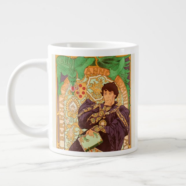 Alphonse Mucha Prince and Dragon Giant Coffee Mug (Left)