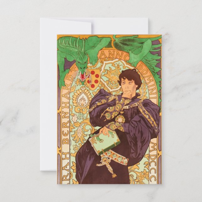 Alphonse Mucha Prince and Dragon Invitation (Front)