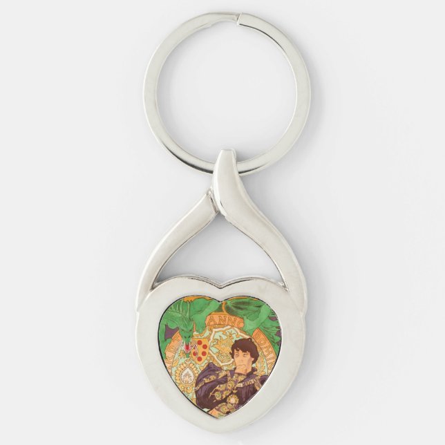 Alphonse Mucha Prince and Dragon Keychain (Front)