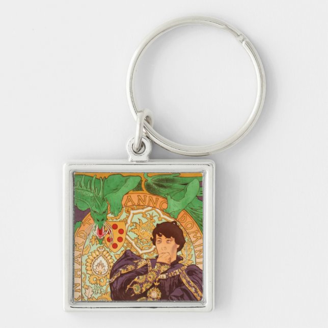 Alphonse Mucha Prince and Dragon Keychain (Front)
