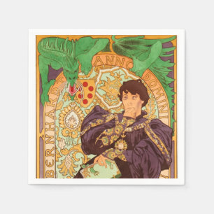 Alphonse Mucha Prince and Dragon Napkins