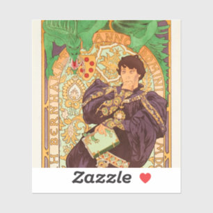 Alphonse Mucha Prince and Dragon Sticker