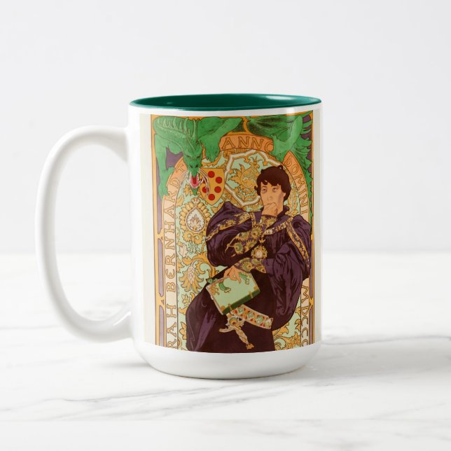 Alphonse Mucha Prince and Dragon Two-Tone Coffee Mug (Left)