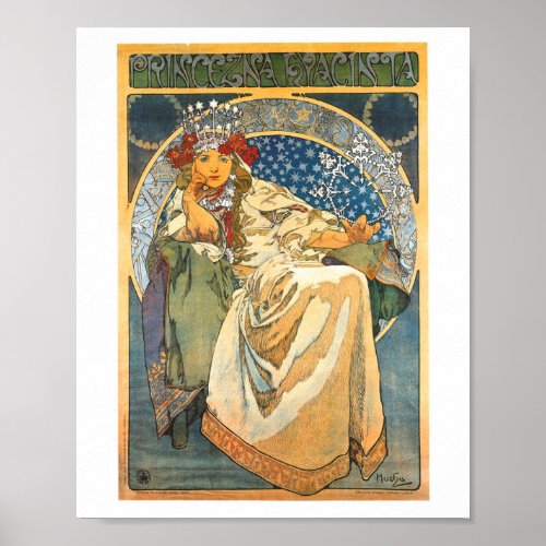 ALPHONSE MUCHA PRINCESS HYACIN VINTAGE POSTER 1911