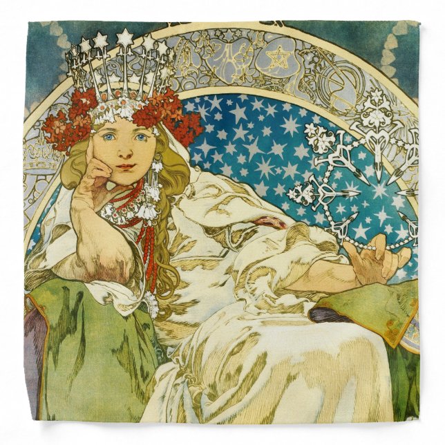 Alphonse Mucha Princess Hyacinth Art Nouveau Bandana (Front)