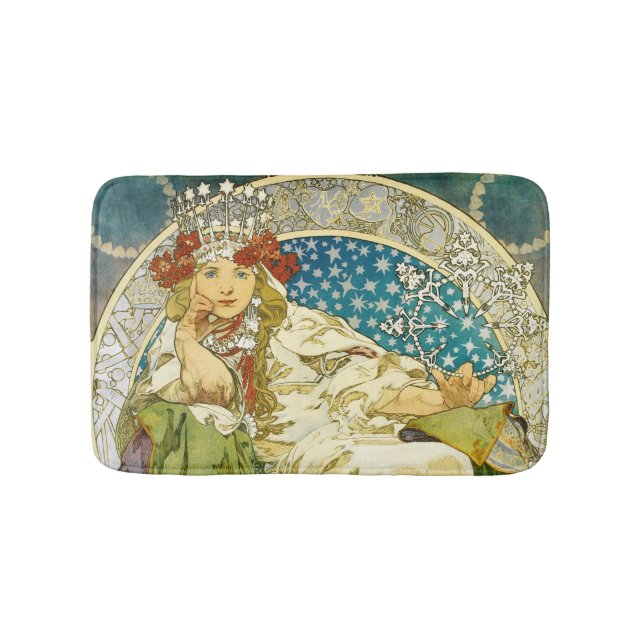 Alphonse Mucha Princess Hyacinth Art Nouveau Bathroom Mat (Front)