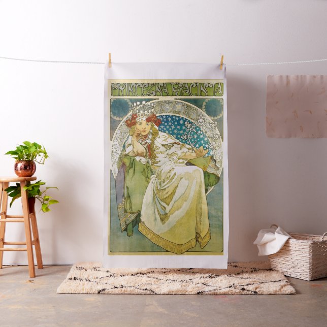 Alphonse Mucha Princess Hyacinth Art Nouveau Fabric (In Situ)
