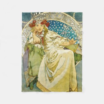 Alphonse Mucha Princess Hyacinth Art Nouveau Fleece Blanket by artfoxx at Zazzle