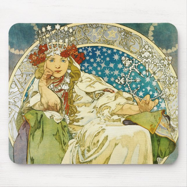 Alphonse Mucha Princess Hyacinth Art Nouveau Mouse Pad (Front)