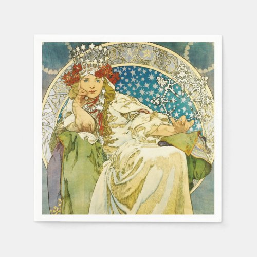 Alphonse Mucha Princess Hyacinth Art Nouveau Paper Napkins