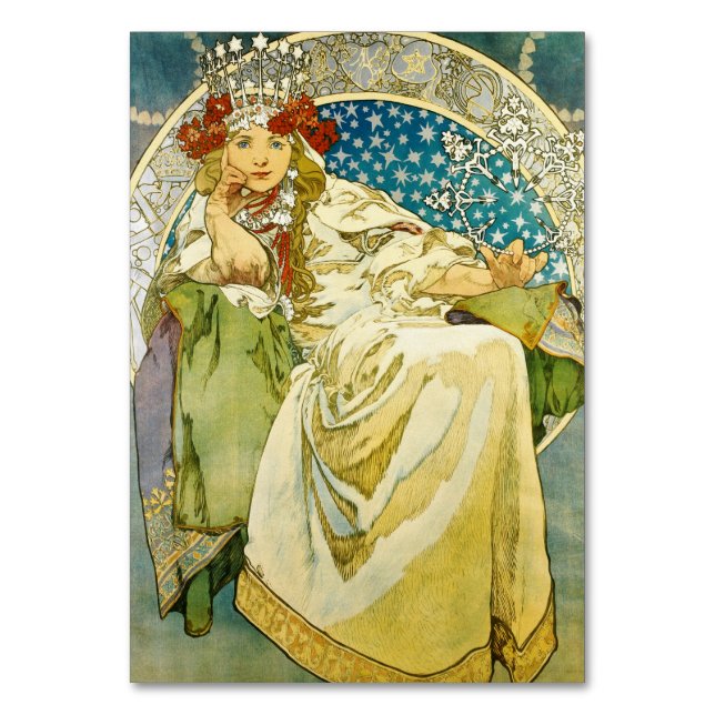 Alphonse Mucha Princess Hyacinth Art Nouveau Table Number (Front)