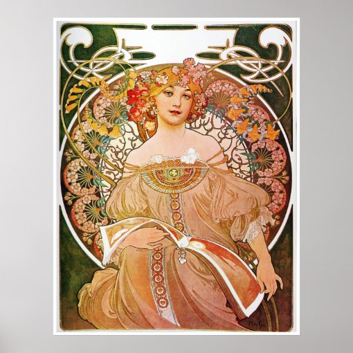 Alphonse Mucha, Reverie/Daydream, 1896. Poster | Zazzle