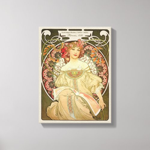 Alphonse Mucha Rverie Daydream CC0103 Art Nouveau Canvas Print