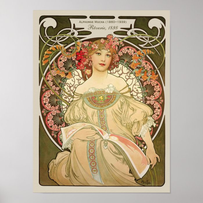 Alphonse Mucha R&#234;verie Daydream CC0105 Art Nouveau Poster