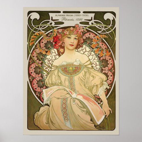 Alphonse Mucha Rverie Daydream CC0105 Art Nouveau Poster