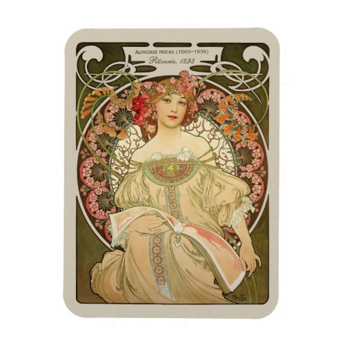 Alphonse Mucha Rverie Daydream CC0878 Art Nouveau Magnet