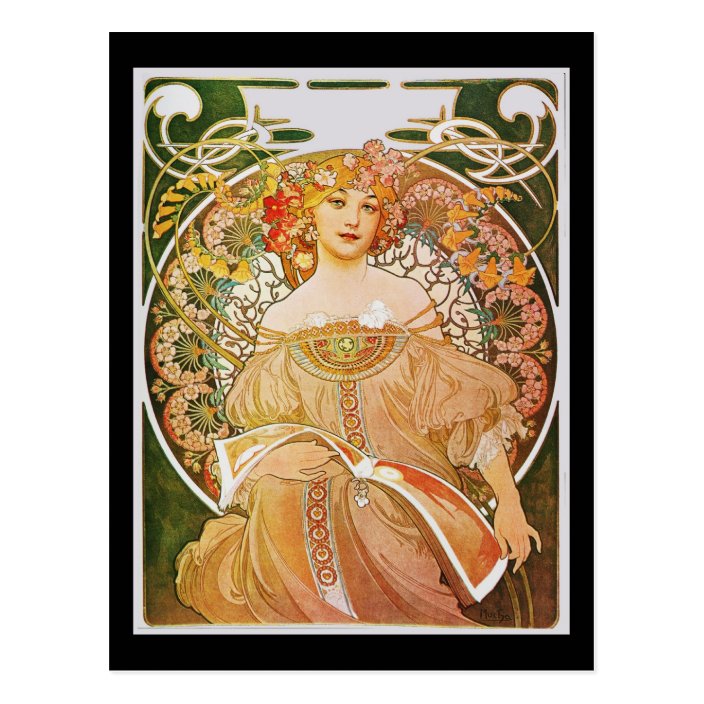 Alphonse Mucha Reverie Daydream Postcard | Zazzle.com