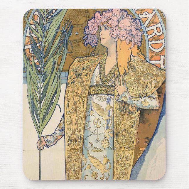 Alphonse Mucha - Sarah Bernhard Painting Mouse Pad (Front)