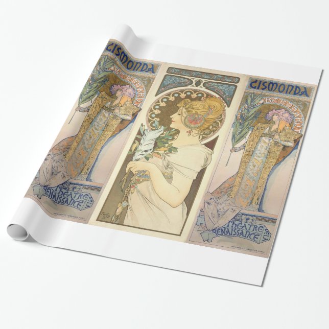 Alphonse Mucha - Sarah Bernhard Painting Wrapping Paper (Unrolled)