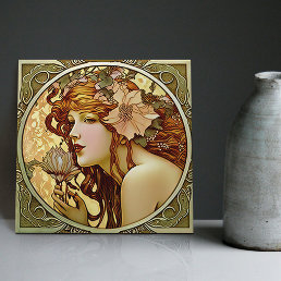Alphonse Mucha Sarah Bernhardt Art Nouveau Ceramic Ceramic Tile