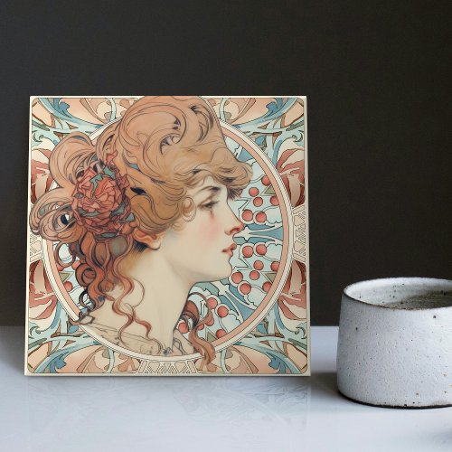 Alphonse Mucha Sarah Bernhardt Art Nouveau Ceramic Ceramic Tile