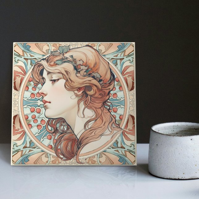 Alphonse Mucha Sarah Bernhardt Art Nouveau Ceramic Ceramic Tile (Creator Uploaded)