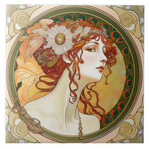 Alphonse Mucha Sarah Bernhardt Art Nouveau Ceramic Tile