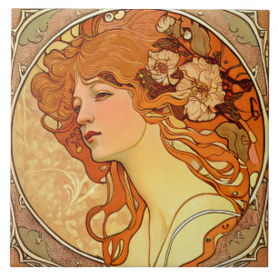 Alphonse Mucha Sarah Bernhardt Art Nouveau Ceramic Tile