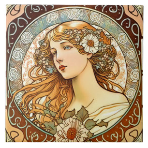 Alphonse Mucha Sarah Bernhardt Art Nouveau Ceramic Tile