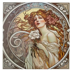 Alphonse Mucha Sarah Bernhardt Art Nouveau Ceramic Tile