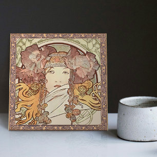 Alphonse Mucha Sarah Bernhardt Art Nouveau Vintage Ceramic Tile