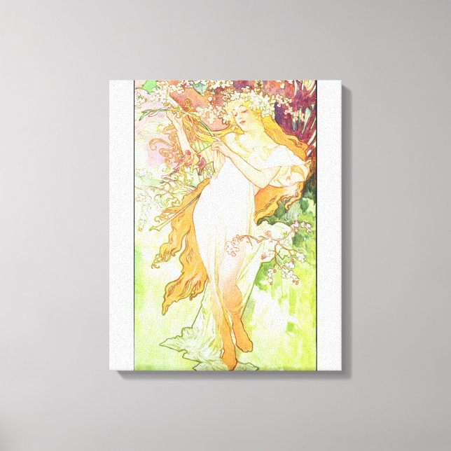 Alphonse Mucha Spring Floral Vintage Art Nouveau Canvas Print (Front)