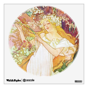 Alphonse Mucha Spring Floral Vintage Art Nouveau Wall Decal