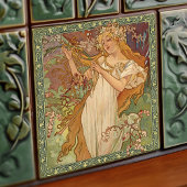 After Alphonse Mucha La Primavera - Art Nouveau mirror