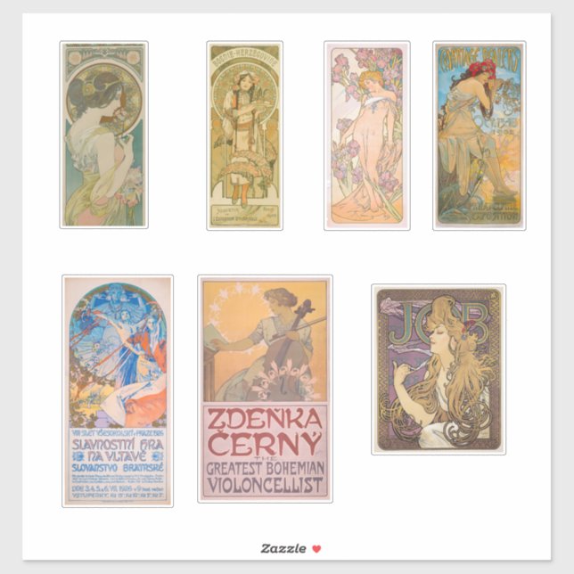 Alphonse Mucha Sticker Assortment 1 (Sheet)