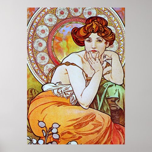 Alphonse Mucha Stunning Art Nouveau Woman 15 Poster