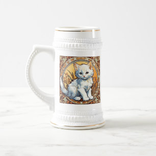 Alphonse Mucha Style Cat Beer Stein