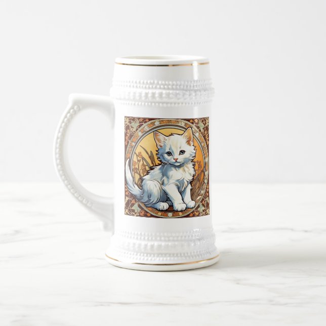 Alphonse Mucha Style Cat Beer Stein (Left)