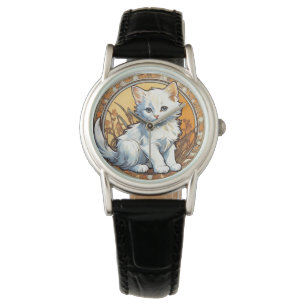 Alphonse Mucha Style Cat Watch