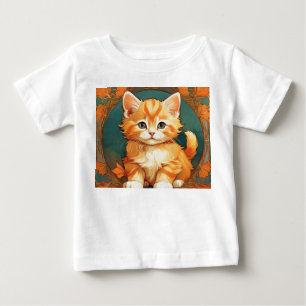 Alphonse Mucha Style Orange Cat Baby T-Shirt
