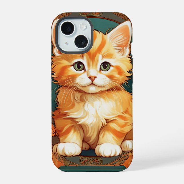 Alphonse Mucha Style Orange Cat Iphone Case (Back)
