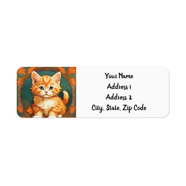 Alphonse Mucha Style Orange Cat Label (Front)