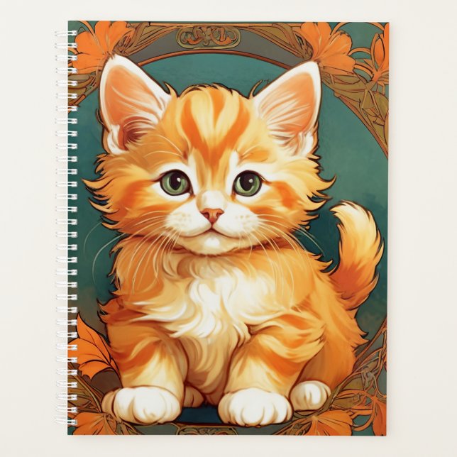 Alphonse Mucha Style Orange Cat Planner (Front)