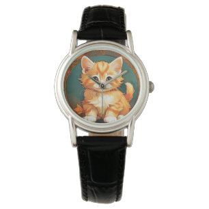 Alphonse Mucha Style Orange Cat Watch
