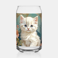 Alphonse Mucha Style White Cat